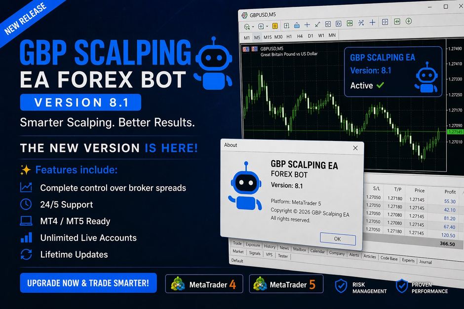 GBP Scalping EA Forex Bot — Version 8.1 new release
